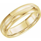 14K Yellow 6 mm Half Round Band with Milgrain Center Size 11 - Siddiqui Jewelers