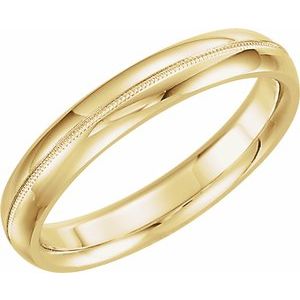 14K Yellow 4 mm Half Round Band with Milgrain Center Size 9.5 - Siddiqui Jewelers