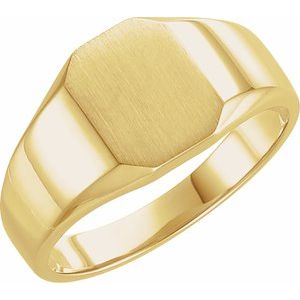10K Yellow 9x7 mm Octagon Signet Ring - Siddiqui Jewelers