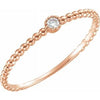 14K Rose .03 CTW Diamond Beaded Bezel-Set Ring Size 7 - Siddiqui Jewelers
