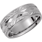14K White 6 mm Design Band Size 10 - Siddiqui Jewelers