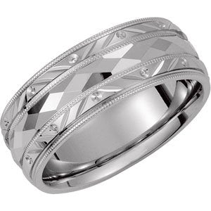 14K White 6 mm Design Band Size 10 - Siddiqui Jewelers