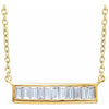 14K Yellow 1/4 CTW Diamond Baguette Bar 16-18" Necklace - Siddiqui Jewelers