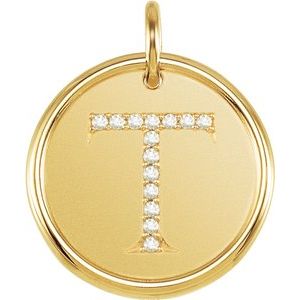 14K Yellow .07 CTW Diamond Initial T Pendant - Siddiqui Jewelers