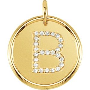 14K Yellow 1/8 CTW Natural Diamond Posh Mommy¬Æ Initial B Pendant Siddiqui Jewelers