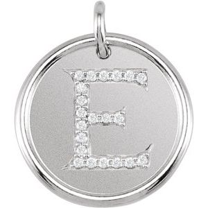 14K White 1/10 CTW Diamond Initial E Pendant - Siddiqui Jewelers