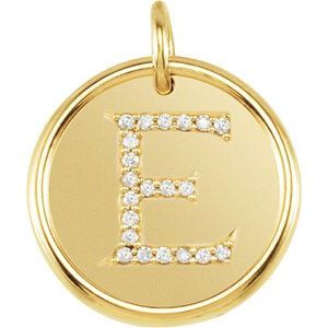 14K Yellow 1/10 CTW Natural Diamond Posh Mommy¬Æ Initial E Pendant Siddiqui Jewelers