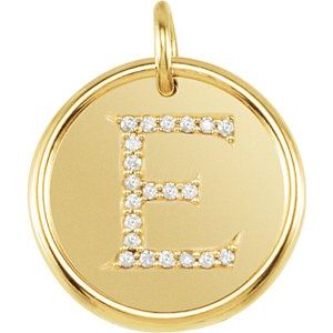 14K Yellow 1/10 CTW Diamond Initial E Pendant - Siddiqui Jewelers