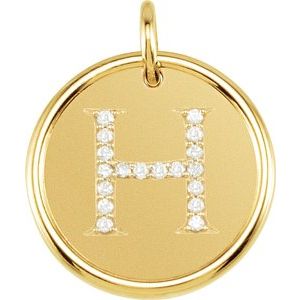 14K Yellow 1/10 CTW Diamond Initial H Pendant - Siddiqui Jewelers