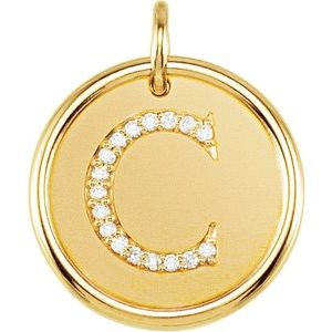 14K Yellow .06 CTW Natural Diamond Posh Mommy¬Æ Initial C Pendant Siddiqui Jewelers