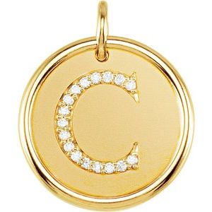 14K Yellow .08 CTW Diamond Initial C Pendant - Siddiqui Jewelers