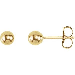 14K Yellow 4 mm Ball Earrings Siddiqui Jewelers