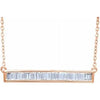 14K Rose 1/2 CTW Diamond Baguette Bar 16-18" Necklace - Siddiqui Jewelers