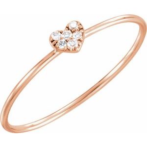 14K Rose .03 CTW Diamond Petite Heart Ring - Siddiqui Jewelers