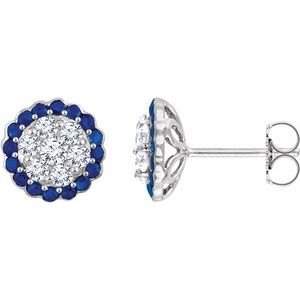 14K White Blue Sapphire & 5/8 CTW Diamond Earrings - Siddiqui Jewelers