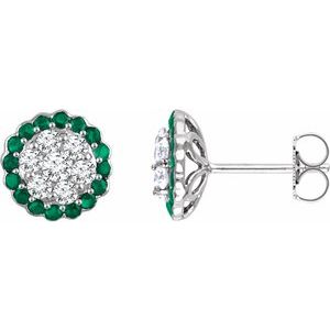 14K White Emerald & 5/8 CTW Diamond Earrings - Siddiqui Jewelers