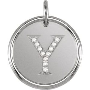 Sterling Silver .06 CTW Natural Diamond Posh Mommy¬Æ Initial Y Pendant Siddiqui Jewelers