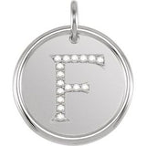 14K White .08 CTW Natural Diamond Posh Mommy¬Æ Initial F Pendant Siddiqui Jewelers