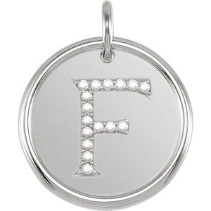 Sterling Silver .08 CTW Natural Diamond Posh Mommy¬Æ Initial F Pendant Siddiqui Jewelers