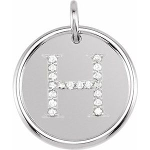 Sterling Silver 1/10 CTW Diamond Initial H Pendant - Siddiqui Jewelers