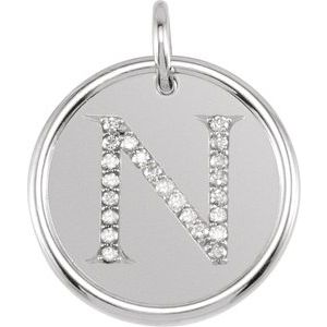 Sterling Silver 1/8 CTW Natural Diamond Posh Mommy¬Æ Initial N Pendant Siddiqui Jewelers