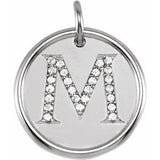 Sterling Silver 1/8 CTW Diamond Initial M Pendant - Siddiqui Jewelers