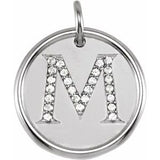 14K White 1/8 CTW Diamond Initial M Pendant - Siddiqui Jewelers