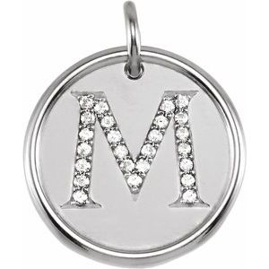 Sterling Silver 1/8 CTW Diamond Initial M 18" Necklace - Siddiqui Jewelers