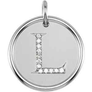 14K White .06 CTW Diamond Initial L Pendant - Siddiqui Jewelers