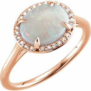 14K Rose Opal & .06 CTW Diamond Ring - Siddiqui Jewelers