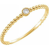 14K Yellow .03 CTW Diamond Beaded Bezel-Set Ring Size 7 - Siddiqui Jewelers