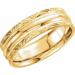 14K Yellow 6 mm Design-Engraved Band Size 9 - Siddiqui Jewelers