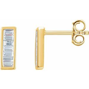 14K Yellow 1/3 CTW Diamond Baguette Bar Earrings - Siddiqui Jewelers