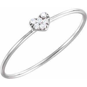 14K White .03 CTW Diamond Petite Heart Ring - Siddiqui Jewelers