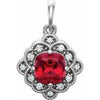 14K White Chatham® Lab-Created Ruby & 1/10 CTW Diamond Pendant - Siddiqui Jewelers