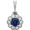 14K White Blue Sapphire & 1/8 CTW Diamond Pendant - Siddiqui Jewelers