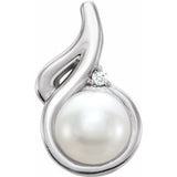 14K White Freshwater Cultured Pearl & .01 CTW Diamond Pendant - Siddiqui Jewelers