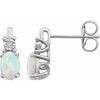 14K White Created Opal & .02 CTW Diamond Earrings - Siddiqui Jewelers