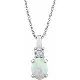 14K White Created Opal & .02 CTW Diamond 18" Necklace - Siddiqui Jewelers