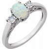 14K White Created Opal & .04 CTW Diamond Ring - Siddiqui Jewelers