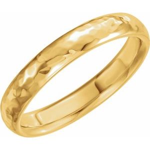 14K Yellow 4 mm Half Round Hammer Finish Band Size 10.5 - Siddiqui Jewelers