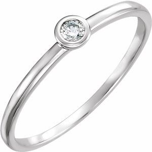 14K White .06 CTW Diamond Bezel-Set Solitaire Ring - Siddiqui Jewelers