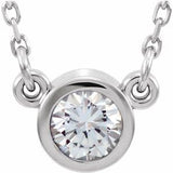 Rhodium-Plated Sterling Silver 3 mm Round Natural White Sapphire Solitaire 16" Necklace-Siddiqui Jewelers