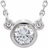 14K White 4 mm Stuller Lab-Grown Moissanite Solitaire 18" Necklace-Siddiqui Jewelers