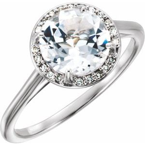 14K White Topaz & .05CTW Diamond Ring - Siddiqui Jewelers