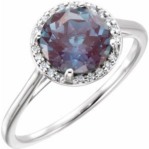 14K White Chatham® Lab-Created Alexandrite & .05 CTW Diamond Ring - Siddiqui Jewelers