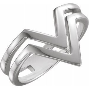 Sterling Silver Double Row "V" Ring - Siddiqui Jewelers