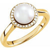 14K Yellow Freshwater Cultured Pearl & .08 CTW Diamond Halo-Style Ring - Siddiqui Jewelers