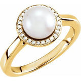 14K Yellow Freshwater Cultured Pearl & .08 CTW Diamond Halo-Style Ring - Siddiqui Jewelers