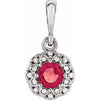 14K White Ruby & .04 CTW Diamond Halo-Style Pendant - Siddiqui Jewelers